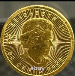 2023 Canada 1 Gram Gold Maple Leaf 50 Cents 9999 Fine Gold Queen Elizabeth II