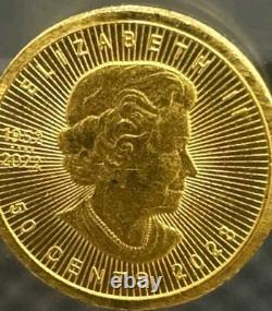 2023 Canada 1 Gram Gold Maple Leaf 50 Cents 9999 Fine Gold Queen Elizabeth II