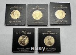 2023 Canada Maple Leaf FIVE 1 Gram 0.9999 Solid Gold 50 Cents Coins