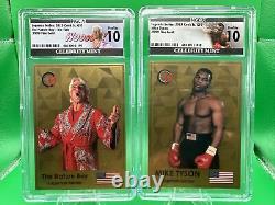 2023 Cook Is. Ric Flair & Mike Tyson each 0.5g GOLD Foil Coin Card NGCx 10