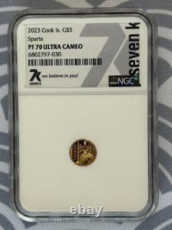 2023 Cook Islands $5 Sparta 1/2 Gram Gold NGC PF70 Ultra Cameo Seven K Label