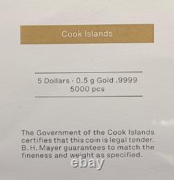 2023 Cook Islands, CIT, Gold Bullion Arethusa, 0.5 grams. 9999 Gold Mint 5,000