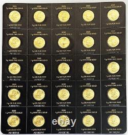 2023 GOLD CANADA 25x 1 GRAM GOLD MAPLE LEAFS MAPLEGRAM 25 COINS IN ASSAY SLEEVE