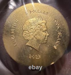 2023 GOLD COOK ISLANDS 0.5 GRAM. 9999 FINE $5 ZEUS GREEK COIN Rare