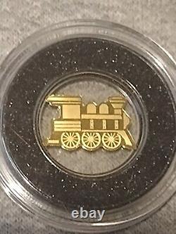 2023 Palau Golden Train 0.5g Gold Coin (Shape of a Train) With Plastic Capsule
