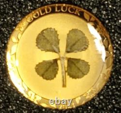 2023 Proof 1-gram Palau Gold Four Leaf Clover $1 Coin (With Rare Real Four Leaf)