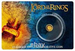 2023 Samoa Lord of the Rings 0.5g oz. 999 Gold Coin on Card