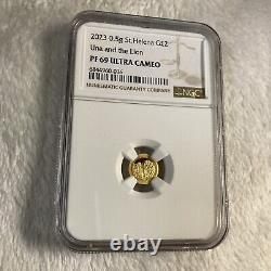 2023 St. Helena Una and The Lion 1/2 Gram Gold Coin NGC PF 69 UCAM