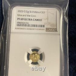 2023 St. Helena Una and The Lion 1/2 Gram Gold Coin NGC PF 69 UCAM