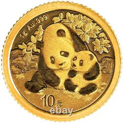 2024 10 Yuan Gold Chinese Panda. 999 1g Brilliant Uncirculated