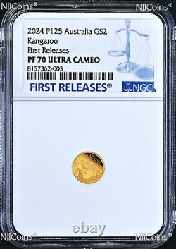 2024 Australia Mini Roo Kangaroo PROOF 9999 GOLD 0.5g $2 NGC PF70 Coin FR BlueLb