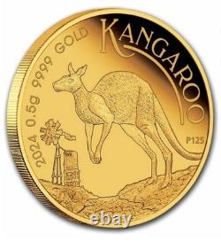 2024 Australian Kangaroo. 5g 1/2 gram. 9999 Gold $2 Coin Perth Mint