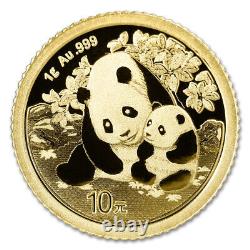 2024 Chinese 10 Yuan Gold Panda Brilliant Uncirculated 1 gram coin with CoA BU