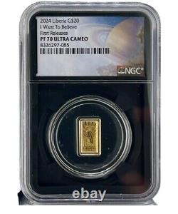 2024 Liberia $20 I Want to Believe UFO 0.5g Gold Coin NGC PF 70 Galaxy Label