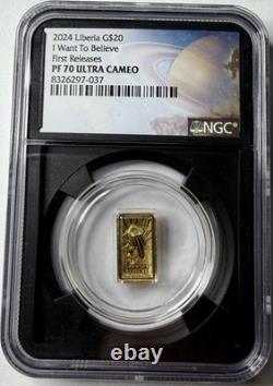 2024 Liberia G$20 1/2 gram Gold I Want to Believe UFO NGC PF70UCAM 1 of 93