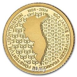 2024 Liechtenstein 1/2 gram Proof Gold 100 Years Swiss Franc