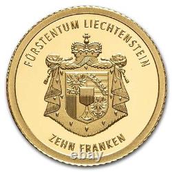 2024 Liechtenstein 1/2 gram Proof Gold 100 Years Swiss Franc