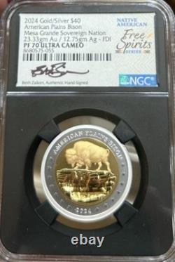 2024 Mesa Grande $40 Gold & Silver Coin NGC PF70 Plains Bison 23.33 grams gold