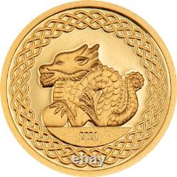 2024 Mongolian 1000 Torpor, Year of the DRAGON 0.5gram 9999 Gold Coin withcap&COA