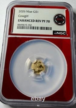 2024 Niue G$1 24kt 1 gram Gold Cowgirl NGC Enhanced Reverse Proof PF70