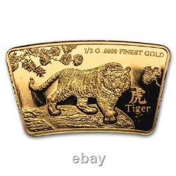 2024 Solomon Islands 1/2 Gram Gold Lunar Fan-Shaped Tiger