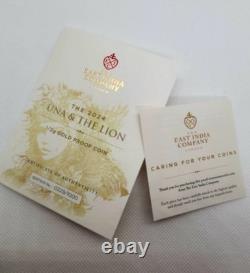 2024 Una & the Lion 1/2gram 999.9 gold proof coin from The East India Company