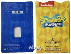 2025 1 Gram GOLD SPONGEBOB SQUAREPANTS PCGS MS70 Gold Shield Label Bar