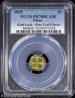 2025 $1 Palau Proof 1 g Gold Luck Four Leaf Clover Coin PCGS PR 70 DCAM