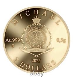 2025 $2 Archangel Michael. 5 Gram. 999 Fine Gold Coin by T&S Coin