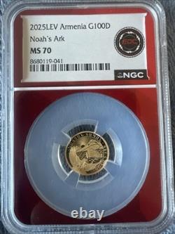 2025 ARMENIA 100 Dram 1 GRAM. 999 Gold Noah's Ark Coin VAULTBOX HIT NGC MS70