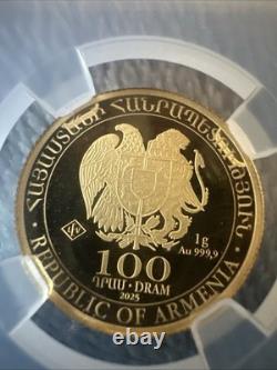 2025 ARMENIA 100 Dram 1 GRAM. 999 Gold Noah's Ark Coin VAULTBOX HIT NGC MS70