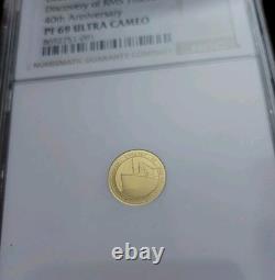 2025 Aldemey NGC PF69 40th Anniversary Titanic Coin ½G. 9999 Gold Coin