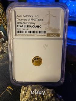 2025 Alderney 0.5g Pure Gold Titanic NGC PF 69 Ultra Cameo £5 Royal Mint Str