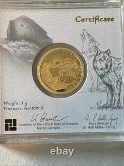 2025 Armenia 1 Gram 999.9 Gold 100 Dram Noah's Ark BU