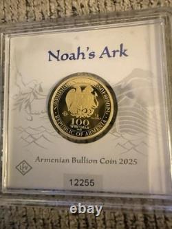2025 Armenia Noah's Ark 1 gram. 9999 Gold Coin Assay #12255