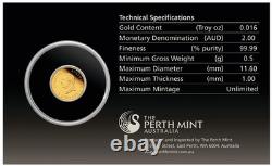 2025 Australia Mini Roo $2 0.5 Gram. 9999 Pure Gold Proof coin in card Kangaroo