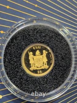 2025 Fiji. 999 Proof Gold Half Gram Kookaburra 35th Anniversary in Card