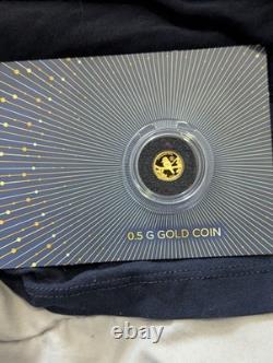 2025 Fiji. 999 Proof Gold Half Gram Kookaburra 35th Anniversary in Card