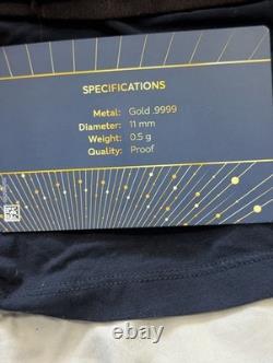 2025 Fiji. 999 Proof Gold Half Gram Kookaburra 35th Anniversary in Card