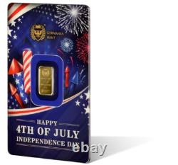 2025 Germania Mint 1 Gram Gold. 9999 in Assay Card 4th of July