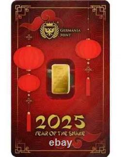 2025 Germania Mint 1 Gram Gold Year Of The Snake In Assay 999.9 Fine