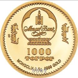 2025 Mongolia Lunar Year of the Horse 9999 Gold Proof in Capsule with COA