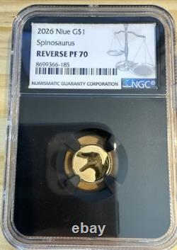 2026 1 G Gold Niue SPINOSAURUS Reverse Proof PF70 Gold Coin NEWEST RELEASE
