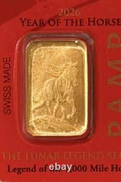 2026 1 Gram PAMP Suisse Lunar Legends Horse Multigram Gold Bar (In Assay)