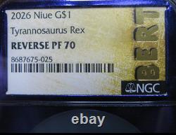 2026 1 Gram T-Rex Dinosaur Gold Coin Reverse Proof-70 BERT Gold NCG - #576C
