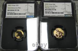 2026 1 gram & 2 Gram T-Rex Dinosaur Gold Coin Reverse Proof-70 Graded NCG #695C