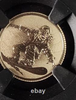 2026 1g Gold Zombie Snowboard $1 Niue 9kt Collectable Coin Reverse PF70