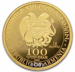 2026 Armenia 1 Gram Gold 100 Dram Noah's Ark