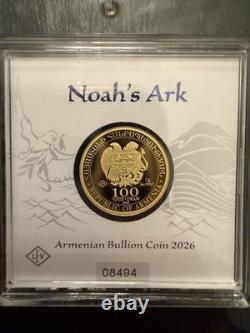 2026 Armenia Noah's Ark 1g Gold Bullion Coin 100 Dram 9999 Fine