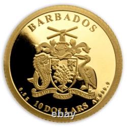 2026 Barbados Smallest Gold Independence Day 1/2 Gram Gold Proof Coin